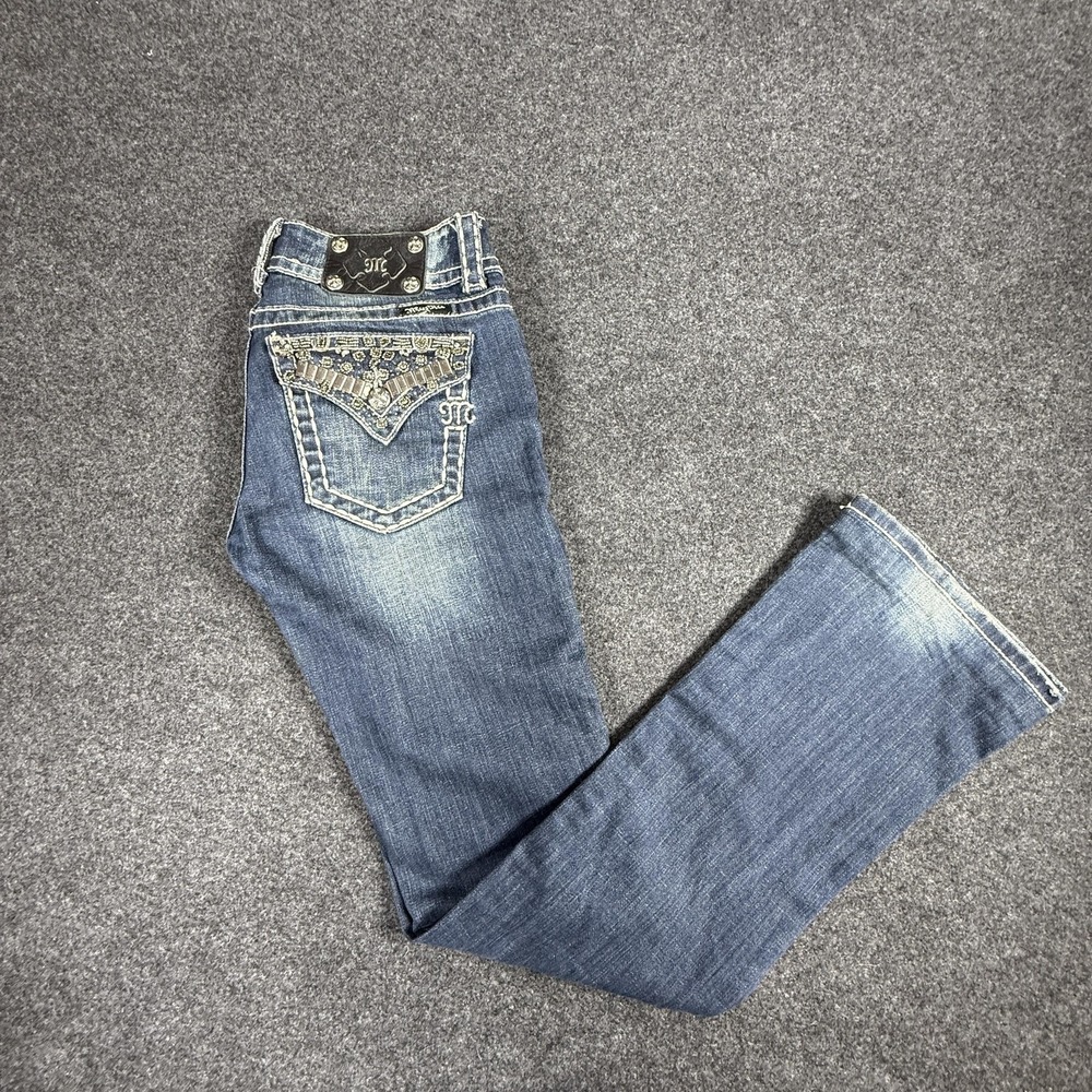 Miss‎ Me Bootcut Jeans Womens 27 Blue JP4656-6 Embellished Embellished Mid Rise
